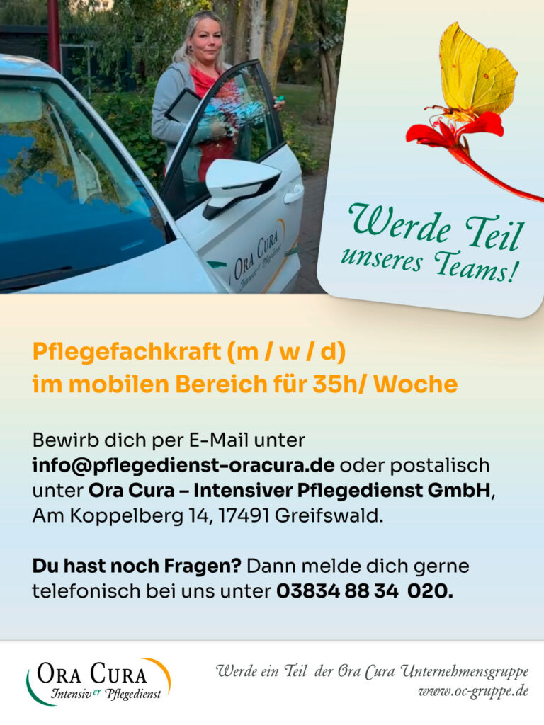 Job mobile Pflege Greifswald Ora Cura Pflegedienst